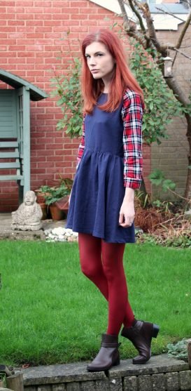 neon rose tartan dress